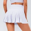 LU-2065 Women Fiess Lululy Tennis Double Layer Dance Pleated Yoga Running Breattable Sports Short Kjol