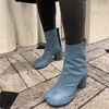 Buty Fashion Split Toe Tabi Boots for Women High Heels Kobiety okrągłe obcasy Kobiety skórzane botas mujer impreza zapatos de mujer zapato 230914
