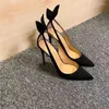 Dress Shoes 2023 Spring Summer Women's High Heels Black Bow-Knot Sexy Shallow Pointed Toe Stiletto Sandals Woman Wedding Party