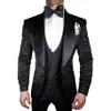 Abiti da uomo Blazer Giacca Pantaloni Gilet Bello Jacquard nero 3 pezzi Smoking dello sposo per la cerimonia nuziale Formale Abito da ballo Party Ev230u