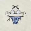 Women Sexy Bra Set Classic Print Thong Swimwear Metal Letter Two Piece Biquinis Designer Halter Swimsuit