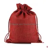 Gift Wrap Eco-Friendly Mini Burlap Jute Sackcloth Linen Dstring Bags Jewelry Pouches Bag Christmas Packaging Drop Delivery Home Garden Dhcwk