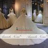 2020 High Neck Crystal spetsboll klänning bröllopsklänningar muslimska långa ärmar öppen rygg plus storlek brudklänning riktiga bilder2494