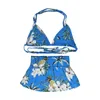Odzież dla psa odzież ubrania bikini sukienka dla psów ubrania kota mała kwiat nadruk kąpielowy Summer Blue Fashion Girl Yorkshire Akcesoria
