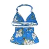 Hondenkleding Huisdierenkleding Bikinijurk Voor honden Kleding Kat Kleine bloemenprint Badpak Zomer Blauw Mode Meisje Yorkshire Accessoires