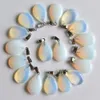 Natural Stone Rose Quartz Opal Tiger's Eye Turquoise Water Drop Shape Charms Teardrop Crystal Pendants for Necklace Earrings Accessories Jewelry Making