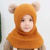 Beanie / Skull Caps Doit 2 a 6 Y Inverno Chapéu Beanies Boys Beanie Dois Hairball Criança Knit Fur Chapéus Proteger Rosto Pescoço Crianças Meninas Earflap Caps 230915