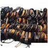 Charme pulseiras mistura estilos artesanais couro trançado para mulheres homens vintage pulseira envoltório pulseira moda festa jóias em bk gota deliv dh4hh