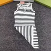 Basic & Casual Dresses Home Knitted Sleeveless Round Neck Black and White Contrast Stripe Dress for Women's Slim Versatile 2023 Summer New Product