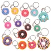 Keychains Lanyards 1pcs PVC Keychain Nyckelringar Söta dessert Donut Cake Mönster Key Holder Fit vuxna bilnycklar Kids Trinkets Gift 230915