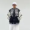 Kurtki męskie 2023 American Baseball Jacket Men Men Areetwear Hip Hop Skeleton Bones Patch Varsity Gothic Patchwork Punk College Coats