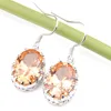 Luckyshine élégant simple nouvelles femmes champagne zircon crochet boucles d'oreilles 925 en argent sterling ovale morganite gemmes fiançailles fête earr263p