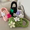 Evening Bags Candy Color Hand-woven Mini Cute Pockets Girls Cotton Rope Flower Shape Decoration Purses And Handbags Versatile Designer Bag