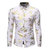 Herren Fancy Flowered Gold Print Kleid Shirt Männer 2020 Marke Neue Luxus Design Slim Fit Männer Smoking Hemden für Club Party Disco1221Z