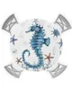 Tkanina śródziemnomorska w stylu morskim Starfish Seahorse Stripes okrągłe elastyczne kasetowe osłony Ochractw Wodoodporny obrus