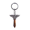 Porte-clés En Gros Vintage Skl Ailes Pendentif Porte-clés Colonne Hexagonale Naturel Guérison Cristal Pierre Précieuse Bague Drop Livraison J Dhgarden Dhswf