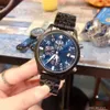 Mens Watch Quartz Hareketi Kronograf Pilotu Watches Japonya Pilini Tüm Arama İşi Siyah Sport Holwatch Aydınlık Saat Tasarım Life2804