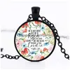 Collares colgantes Nuevas Escrituras Flor para mujeres Hombres Relin Biblia Carta Cabujones de cristal Cadenas Moda Chicas Joyería Regalo Drop Delive Dhmjn