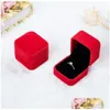 Smyckeslådor Nytt mode 10 färg Square Veet Box Red Gadget Halsband Ringörhängen J015 Drop Leverans Packing Display DHYWO