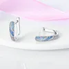 Hoopörhängen äkta 925 Sterling Silver Blue Close-Set French Spänne For Women's Wedding Presents Fashion High Grade smycken