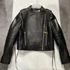 Women's Leather Female Moto Jacket Women Real Sheep