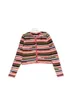 Pulls pour femmes 2023 Début du printemps Nouveau Rainbow Stripe Crochet Lettre Design Sensible Petite taille Dopamine Industrie lourde Cardigan tricoté court