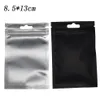 Sac d'emballage en plastique transparent Mylar noir mat, 8, 5, 13cm, sac d'emballage en aluminium thermoscellable, sac d'emballage supérieur à fermeture éclair, 100 pièces, lot221D