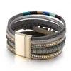 Bracelets de charme Bracelets bohème pour femmes Bracelet en cuir Turquoise coloré tressé multicouche cadeau d'amant bijoux
