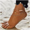 Anklets Bohemian Shell Heart Summer Set For Women Tortoise Ankle Bracelets Girls On Leg Chain Female Jewelry Gift Drop Delivery Dhsye
