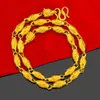 Collier en forme d'olive en or jaune 24 carats 10 mm pour hommes 60 cm tête de dragon pendentif en or sable collier bijoux fins cadeau d'anniversaire de mariage213y