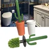 Ensemble d'accessoires de bain, brosse de toilette innovante à tête Dense en plastique, Cactus mignon, nettoyeur de nettoyage à Long manche pour Home304x