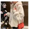 Women's Fur Faux Fur Autumn And Winter Lamb Fur Grass Fur Plush Coat For Women's Young Mid length Imitation Rex Rabbit Hair Hooded Loose Coat 230915