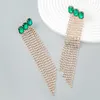 Dangle Oorbellen Veelkleurige vierkante steen Strass Lange kwastketting Drop Party-sieraden voor vrouwen Kristal Meerlaags