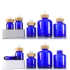 Frosted Blue Glass Droper Bottle 5 ml 10 ml 15 ml 30 ml 50 ml med bambu lock cap 1oz bambu eteriska oljeflaskor jgosm