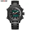 Weide Mens Sports Auto Data Tydzień Wyświetlacz cyfrowy kwarc ze stali nierdzewnej Pasek Pasek Zegar Black Clock Relogio Masculino Hour304C