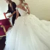 Robe de bal en dentelle robes de mariée 3D Floral Applique princesse gonflée robes de mariée en dentelle Applique robe de mariée vestido de noiva Bridal 340k