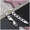 Kedjor Fashion 4mm i sidled 925 Sterling Sier Choker Halsband för kvinnor Män Lyxiga smycken Storlek 16 18 20 22 24 tum droppleverans P DHCSA