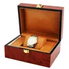 Luxury Cushion Interior Wooden Lock Clasp Solid Metal Jewelry Watch Storage Display Box Showcase Mens Gift272Q