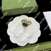 Classico micro intarsi diamanti cristallo gemma blu collana con pendente a cuore braccialetto di moda lettera G goccia d'acqua orecchino di perla anello gioielli da sposa con scatola GS18