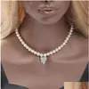 Drip Heart Pearl Pendant Necklace Ladies Fashion Accessories Cubic Zirconia Simated Diamonds Charms Drop Delivery