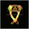 Chapéus de festa LED Ligh Up Plush Movendo Chapéu de Coelho Engraçado Brilhante e Ear Bunny Cap para Mulheres Meninas Cosplay Natal Feriado Drop Delivery Dhyjd