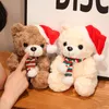 25cm Kawaii Plush Christmas Teddy Bear Toys Lovely Animal Bear Dolls with Santa's Hat Stuffed Soft for Kids Girls Xmas Gift