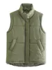 Gilet da donna Elegante e versatile Gilet in cotone verde militare per l'autunno inverno 2023 Colletto con cappuccio con chiusura a cerniera sulla spalla