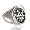 Solitaire Ring rostfritt stål Hög polerat guld Maple Leaf Mens Fashion Punk Gothic Sier Hip Hop Biker Plant Smycken Drop Delivery Dhndu