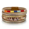 Bracelets de charme Bracelets bohème pour femmes Bracelet en cuir Turquoise coloré tressé multicouche cadeau d'amant bijoux