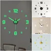 Decorative Objects Figurines Wall Clock Glow at Night Frameless DIY Stereo Digital Clock for Home Living Room Office Wall Decroation 230914