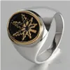 Solitaire Ring rostfritt stål Hög polerat guld Maple Leaf Mens Fashion Punk Gothic Sier Hip Hop Biker Plant Smycken Drop Delivery Dhndu