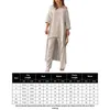 Calças femininas 2pcsset manga comprida top terno algodão linho verão conjuntos de correspondência oversize casual moda solta simples para férias de fim de semana 230914