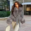 Women's Down Parkas Women's Jackets 2022 Women Thick Coat Houndstooth Kort päls i vintern quiltad förtjockning Slim Slimning Spets Fashionable Casual Top L230915