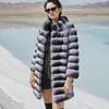 Pele feminina 2023 estilo casaco de comprimento médio inverno clássico moda rex jaqueta chinchila cor alta qualidade